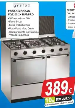 BragaJAV gralux fogão 5 bocas fq5200/2x but/pro promoção