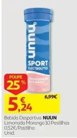Auchan Bebida Desportiva nuun Limonada Morango promoção