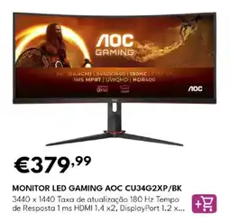 Radio Popular Monitor led gaming aoc cu34g2xp/bk promoção
