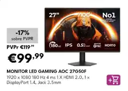 Radio Popular Monitor led gaming aoc 27g50f promoção