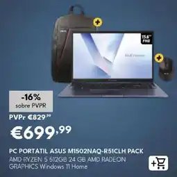 Radio Popular pc portátil asus m1502naq-r51clh pack promoção