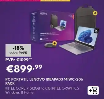 Pc portátil lenovo ideapad3 14iwc-206 pack