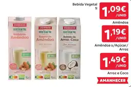 Amanhecer Bebida vegetal amêndoa promoção