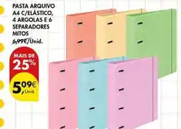 Pingo Doce Mitos - pasta arquivo a4 c/elástico, 4 argolas e 6 separadores promoção
