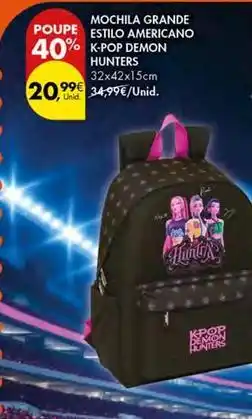 Pingo Doce Mochila grande estilo americano kpoq demon hunters promoção