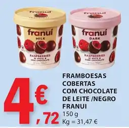 E.Leclerc Framboesas cobertas com chocolate de leite/negro franui promoção