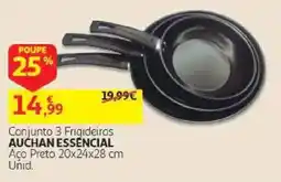 Auchan Conjunto 3 Frigideiras Auchan Essencial promoção