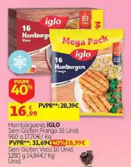 Auchan Hambúrgueres iglo sem glúten frango 16 unid. promoção