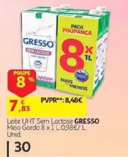 Auchan Leite UHT Sem Lactose GRESSO promoção