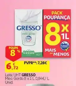 Auchan Leite UHT GRESSO promoção
