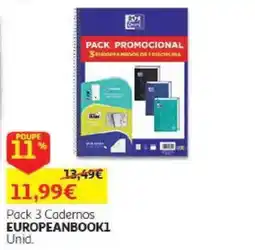 Auchan Pack 3 Cadernos europeanbook1 promoção