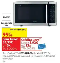 Auchan Micro-Ondas C/ Grill Whirlpool Inox MWP 253 SX promoção