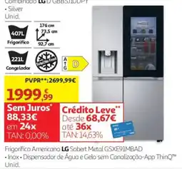 Auchan Frigorífico Americano LG Sobert Metal promoção