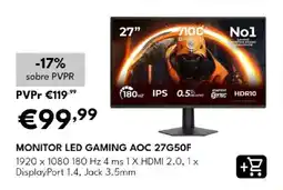 Radio Popular monitor led gaming aoc 27g50f promoção