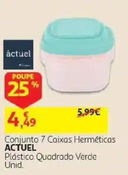 Auchan Conjunto 7 Caixas Herméticas Actual Plástico Quadrado Verde promoção