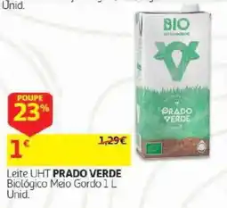 Auchan Leite uht prado verde biológico meio gordo promoção