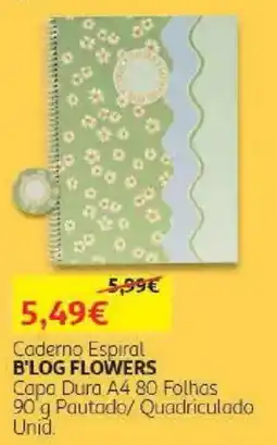 Auchan Caderno Espiral B'LOG FLOWERS promoção