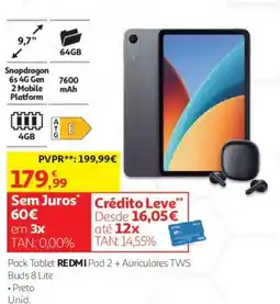 Auchan Pack Tablet REDMI Pad 2 + Auriculares TWS Buds 8 Lite promoção