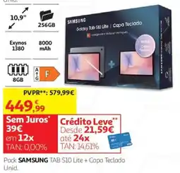 Auchan Pack samsung tab s10 lite + capa teclado promoção