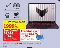 Auchan Portátil Gaming ASUS FA608UMI-R72D56CB1 promoção