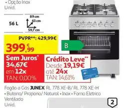 Auchan Fogão a Gás JUNEX RL 778 XE-B/ RL 778 XE-H promoção