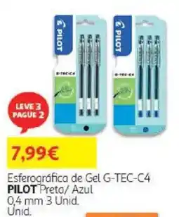 Auchan esferográfica de gel g-tec-c4 pilot preta/ azul promoção