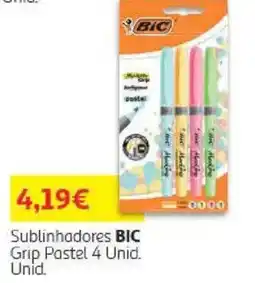 Auchan Sublinhadores bic grip pastel promoção
