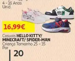 Auchan Casuais hello kitty/ minecraft/ spider-man promoção