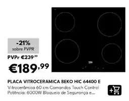 Radio Popular placa vitrocerâmica beko hic 64400 e promoção