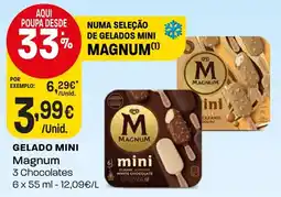 Intermarché Gelado mini Magnum 3 chocolates promoção