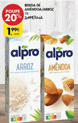 Pingo Doce Alpro bebida de amêndoa/arroz promoção