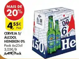 Pingo Doce Cerveja s/ álcool heineken 0% promoção