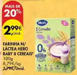 Pingo Doce Farinha n/ láctea hero baby 8 cereais promoção