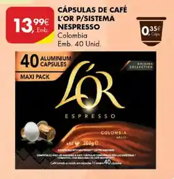 Pingo Doce Cápsulas de café l'or p/sistema nespresso promoção