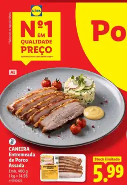 Lidl Caneira entremeada de porco assada promoção