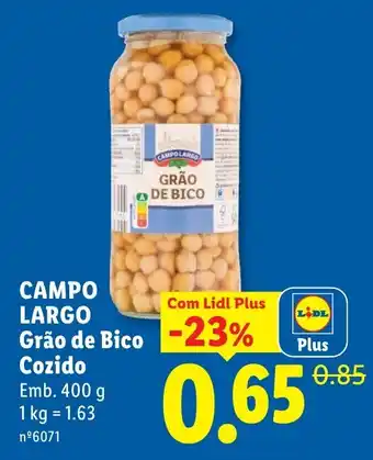 Lidl Campo Largo Grão de Bico Cozido promoção