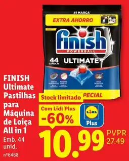 Lidl Finish ultimate pastilhas para máquina de loiça all in 1 promoção