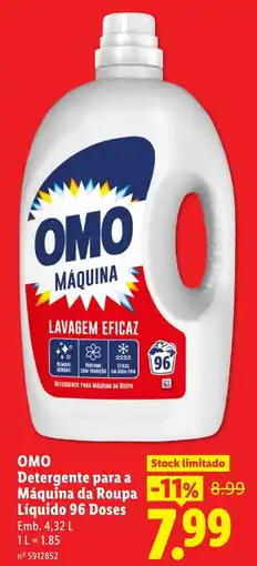 Lidl Omo detergente para a máquina da roupa líquido 96 doses promoção