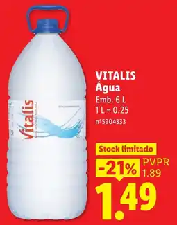 Lidl Vitalis Água promoção