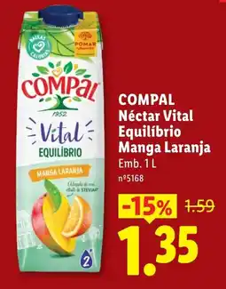 Lidl Compal Néctar Vital Equilíbrio Manga Laranja promoção