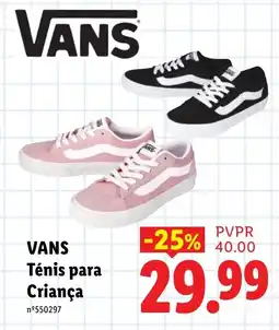 Lidl Vans tênis para criança promoção