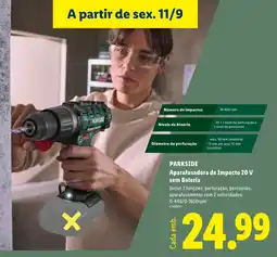 Lidl parkside aparaufusadora de impacto 20 v sem bateria promoção