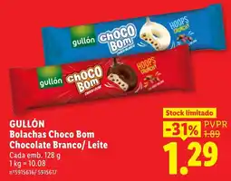 Lidl Gullón Bolachas Choco Bom Chocolate Branco/Leite promoção