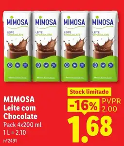 Lidl Mimosa leite com chocolate promoção