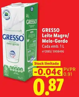 Lidl Gresso leite magro/meio-gordo promoção