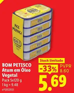 Lidl Bom petisco atum em óleo vegetal promoção