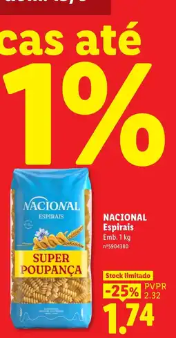 Lidl Nacional espirais promoção