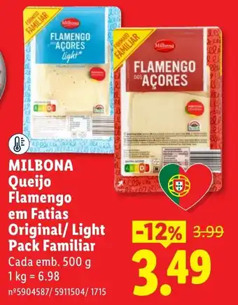 Milbona queijo flamengo em fatias original/light pack familiar