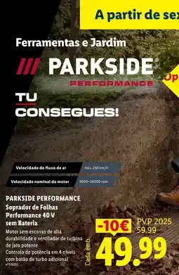 Lidl Parkside performance soprador de folhas performance 40 v sem bateria promoção