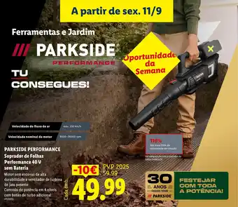 Parkside performance soprador de folhas performance 40 v sem bateria